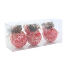 Kit Enfeite de Natal Floco de Neve Vermelho e Branco 8x8x8cm 3 Peças Cromus