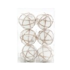 Kit Enfeite de Natal Listras Branco 8x8cm 6 Peças Cromus