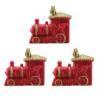 Kit Enfeite de Natal Trem Vermelho e Ouro 3 Peças 5x7x2cm Cromus