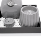 Kit Enfeite Decorativo Zen De Cerâmica Com Suporte De Madeira