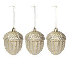 Kit Enfeite Nozes para Árvore Plástico Ouro 8x6x6cm Cromus