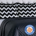 Kit Enxoval Chevrom Para Cama De Casal Queen 3pçs Preto Cotex