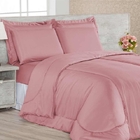 Kit Enxoval Com Edredom Casal Queen 6 Pçs Dupla Face Rosê Cas