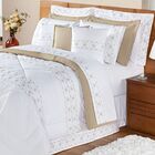 Kit Enxoval King 200 Fios Damasco Branco E Bege Enxovais Aqua