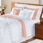 Kit Enxoval King 200 Fios Damasco Branco E Salmão Enxovais Aq