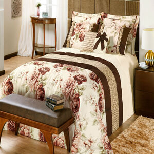 Foto de Kit Enxoval King Vitória Palha E Tabaco Enxovais Aquarela 7 P