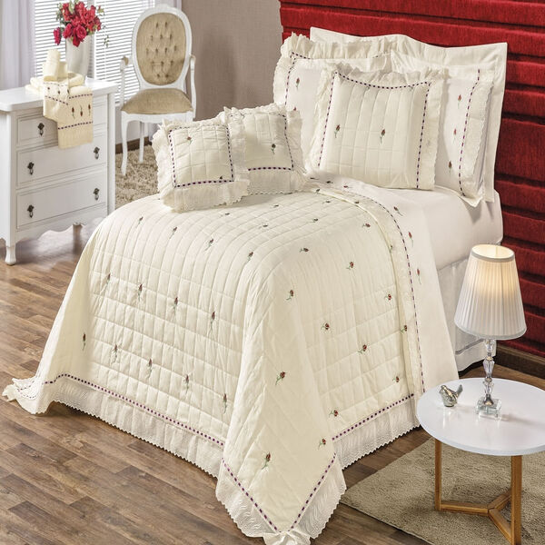 Kit Enxoval Queen Bordado 200 Fios Felicitá Marfim Vilela Enx