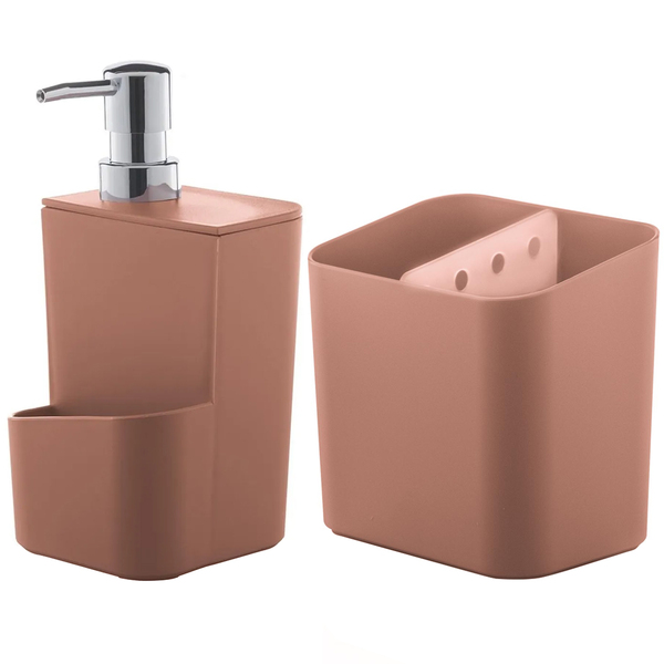 Kit Escorredor De Talheres E Dispenser Para Detergente Esponj