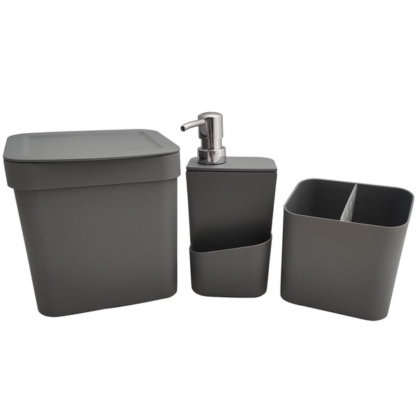 Kit Escorredor De Talheres Porta Detergente Lixeira Cozinha C