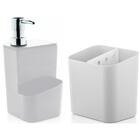 Kit Escorredor Porta Talheres E Dispenser Detergente Sabão Lí