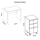 Kit Escritório 2 Peças Mesa Gaveteiro Cubic Branco Caemmun