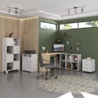 Kit Escritório 4 Peças Com Escrivaninha Em L, Gaveteiro, Esta