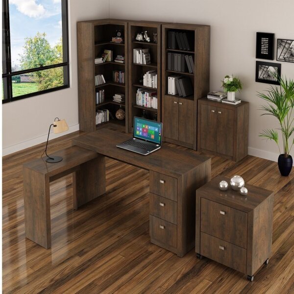 Kit Escritório 6 Peças Com Mesa Para Escritório Em L, Balcão,