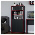 Kit Escritório Armário Alto Nicho Gamer Pixel Preto Caemmun