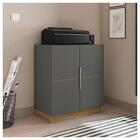 Kit Escritório Armário Baixo Com Mesa Cubic Cinza Caemmun