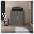 Kit Escritório Armário Baixo Com Mesa Cubic Cinza Caemmun