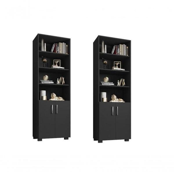 Kit Escritório Com 2 Livreiros Office Preto Tx