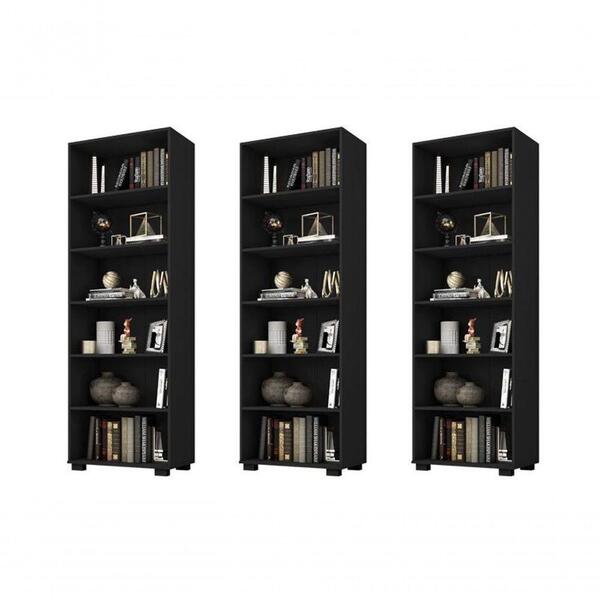 Kit Escritório Com 3 Livreiros Office Preto Tx - Fdecor