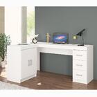 Kit Escritório Com Prateleira 2 Portas E 3 Gavetas Branco