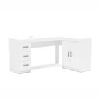 Kit Escritório Com Prateleira 2 Portas E 3 Gavetas Branco
