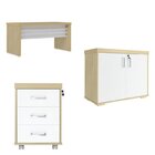 Kit Escritório Completo 1 Mesa 135cm 1 Balcão Baixo 1 Gavetei