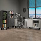 Kit Escritório Completo 4 Peças Mesa Estante Armário Pés Retr