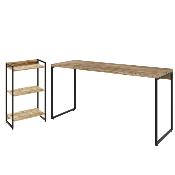 Kit Escritório Estante Areta 3 Prateleiras Mesa Industrial As