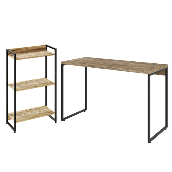 Kit Escritório Estante Areta 3 Prateleiras Mesa Industrial As