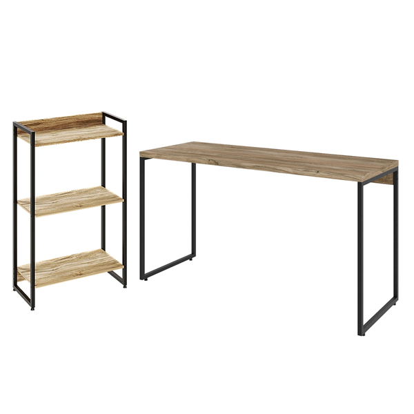 Kit Escritório Estante Areta 3 Prateleiras Mesa Industrial As