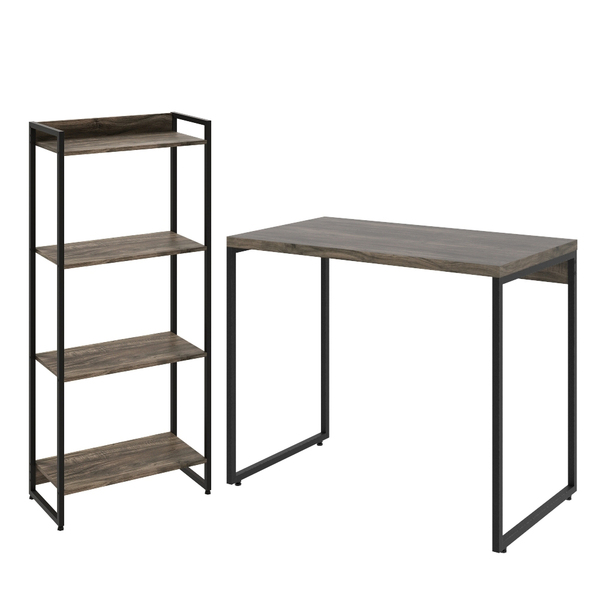 Kit Escritório Estante Areta 4 Prateleiras Mesa Industrial As