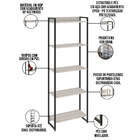Kit Escritório Estante Areta 5 Prateleiras Com Mesa Industria