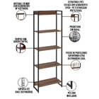 Kit Escritório Estante Areta 5 Prateleiras Com Mesa Industria