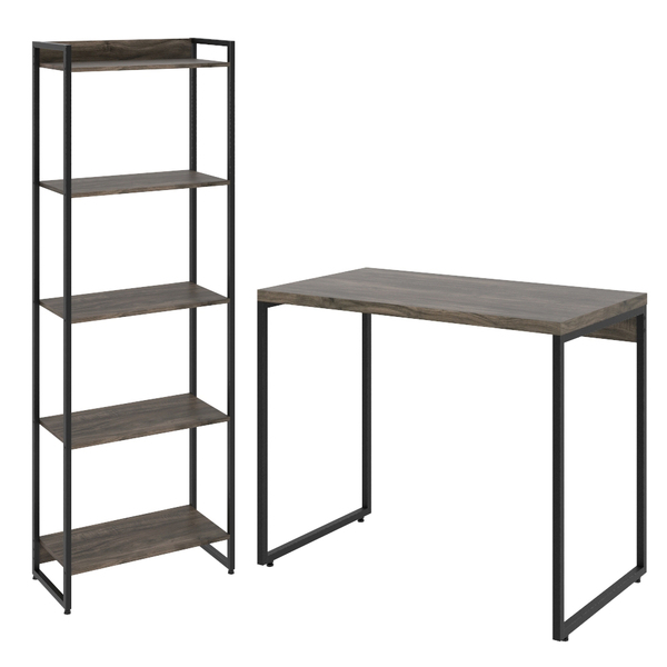 Kit Escritório Estante Areta 5 Prateleiras Mesa Industrial As