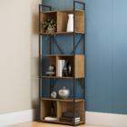 Kit Escritório Industrial: Estante 2m De 6 Nichos E Mesa Secr