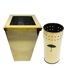 Kit Escritório Lixeira Aro E Porta Guarda Chuvas Dourado Inox