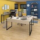 Kit Escritório Mesa Em L Estante E Aparador Carvalho Bruma