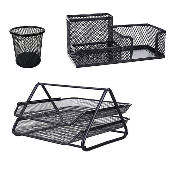 Kit Escritorio Organizador Bandeja Dupla Porta Lapis Trabalho