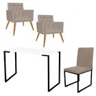 Kit Escritório Stan 2 Poltronas Capitonê Com Cadeira E Mesa I