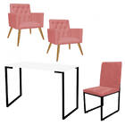 Kit Escritório Stan 2 Poltronas Capitonê Com Cadeira E Mesa I