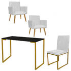 Kit Escritório Stan 2 Poltronas Com Cadeira E Mesa Industrial