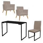 Kit Escritório Stan 2 Poltronas Maria Com Cadeira E Mesa Indu