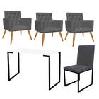Kit Escritório Stan 3 Poltronas Capitonê Com Cadeira E Mesa I