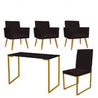 Kit Escritório Stan 3 Poltronas Com Cadeira E Mesa Industrial