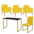 Kit Escritório Stan 3 Poltronas Maria Com Cadeira E Mesa Indu