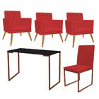 Kit Escritório Stan 3 Poltronas Maria Com Cadeira E Mesa Indu