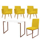 Kit Escritório Stan 3 Poltronas Rodapé Com Cadeira E Mesa Ind