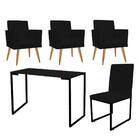 Kit Escritório Stan 3 Poltronas Rodapé Com Cadeira E Mesa Ind