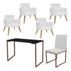 Kit Escritório Stan 4 Poltronas Capitonê Com Cadeira E Mesa I