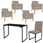 Kit Escritório Stan 4 Poltronas Maria Com Cadeira E Mesa Indu