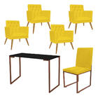 Kit Escritório Stan 4 Poltronas Maria Com Cadeira E Mesa Indu